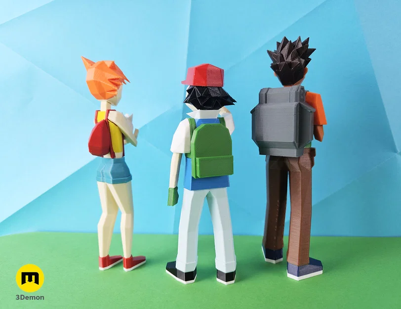 Mô hình Low Poly Ash, Misty và Brock trong Pokemon! - Image 7