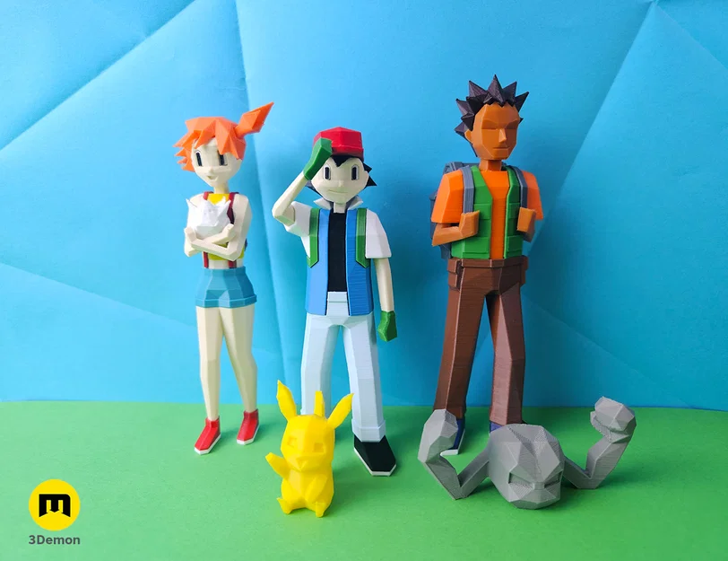 Mô hình Low Poly Ash, Misty và Brock trong Pokemon! - Image 8