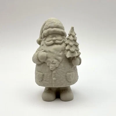 Mô hình 3D Ông già Noel mang cây thông trang trí Giáng sinh