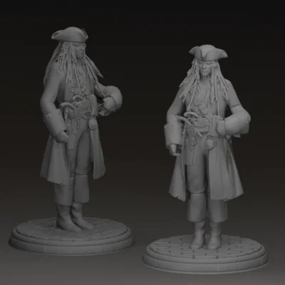 Mô hình 3D Captain Jack Sparrow (Pirates of the Caribbean) có đế