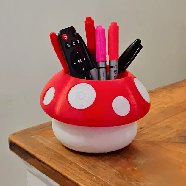 Ống cắm bút hình nấm dễ thương - Mẫu in 3D độc đáo cho bàn làm việc - Image 1