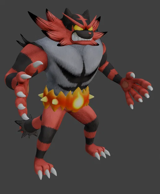 Mô hình 3D Incineroar Pokemon và Super Smash Bros đầy uy phong - Image 1