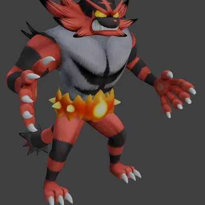 Mô hình 3D Incineroar Pokemon và Super Smash Bros đầy uy phong