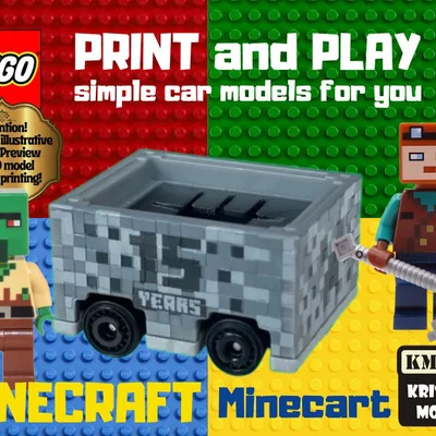 Mô hình xe goòng Minecraft (LEGO Minecraft Cart) in 3D siêu chất