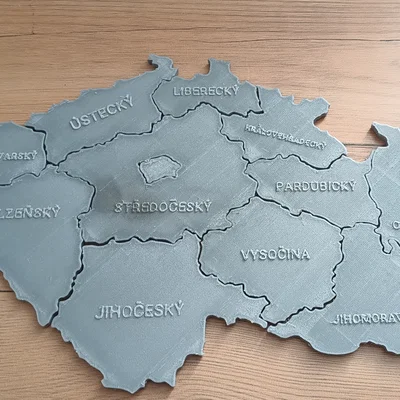 Bản đồ puzzle gấp Cộng hòa Séc chia theo các vùng (kraje)