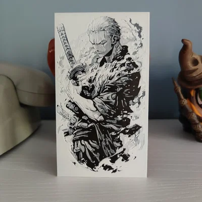 Tranh in 3D Hueforge Zoro One Piece cực chất cho fan