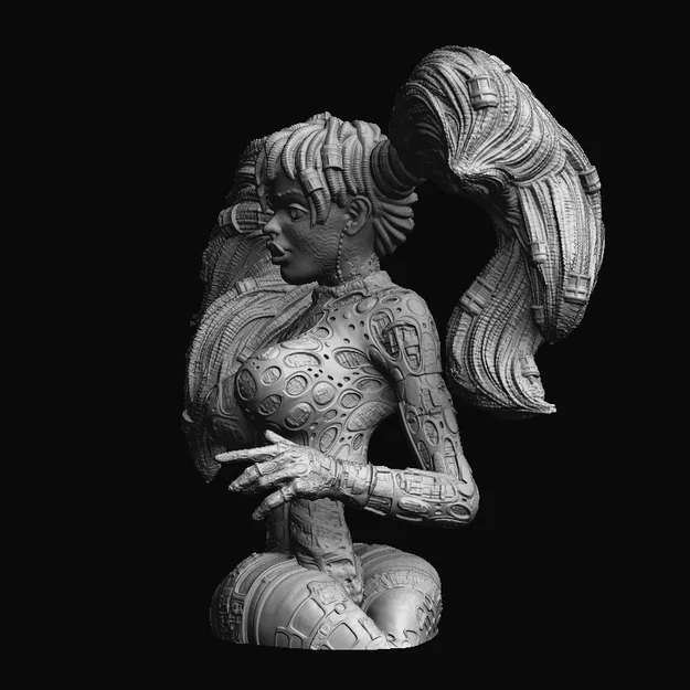 Mô hình 3D tượng bán thân Cybergirl Vega phong cách Cyberpunk - Image 5