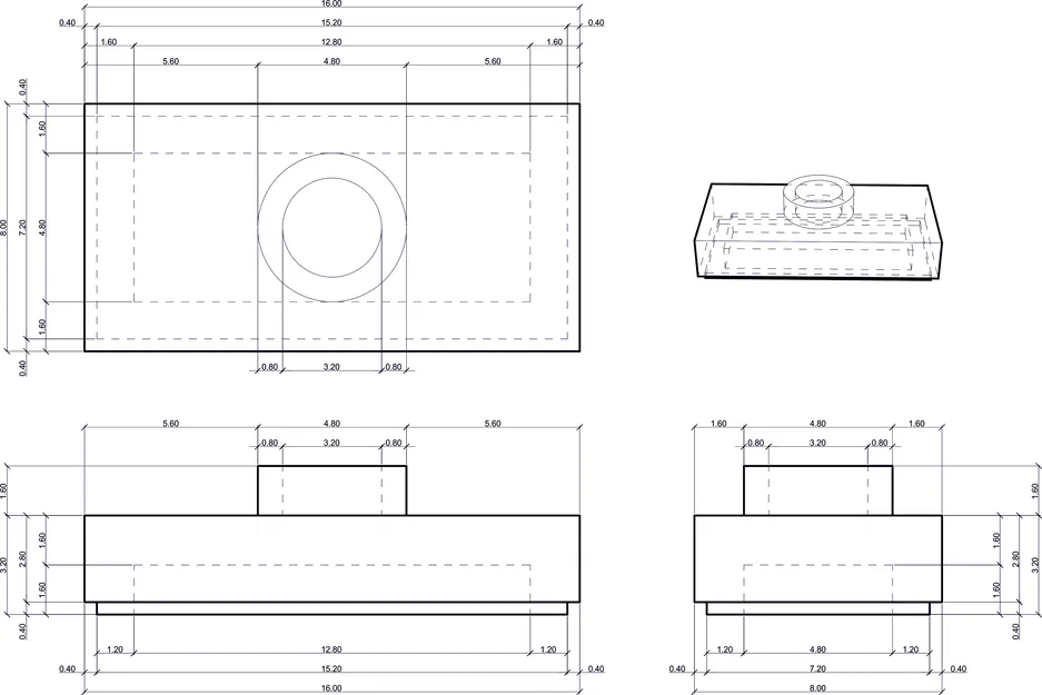Mô hình LEGO Jumper Plate 1x2 in 3D chất lượng cao - Image 4