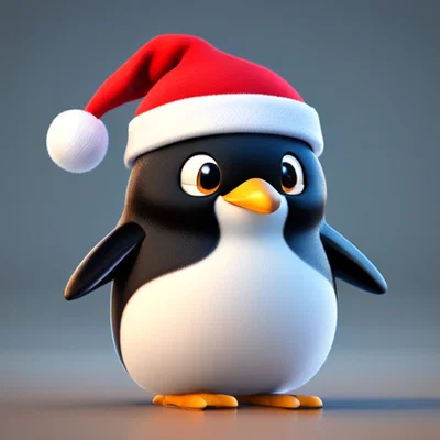 Chim cánh cụt dễ thương đội mũ Santa