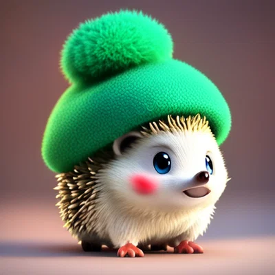 Bé nhím dễ thương đội nón