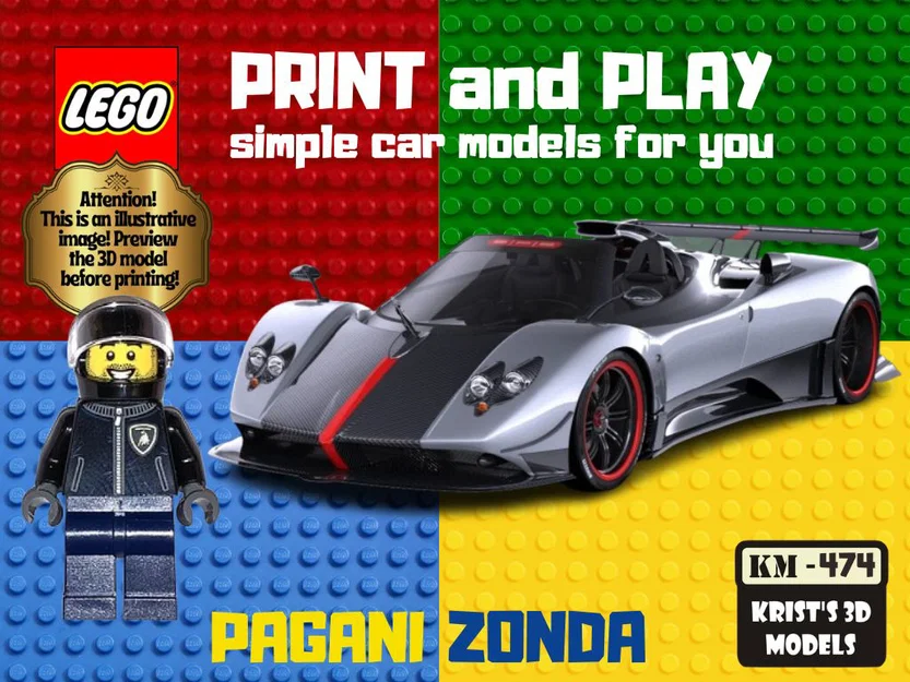 Mô hình siêu xe Pagani Zonda lắp ghép kiểu LEGO cho máy in 3D - Image 1