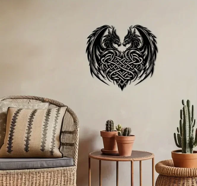 Tranh treo tường hình trái tim rồng Celtic nghệ thuật (Mẫu in 3D) - Image 1