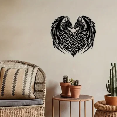Tranh treo tường hình trái tim rồng Celtic nghệ thuật (Mẫu in 3D)