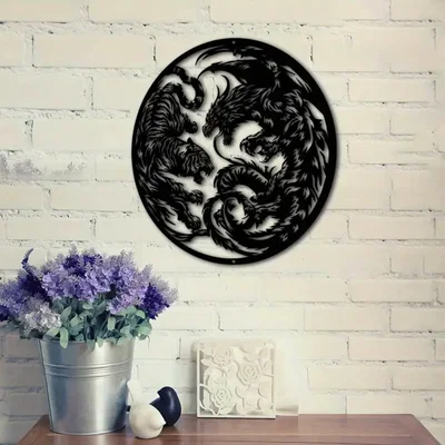 Mẫu tranh treo tường Rồng Hổ Âm Dương in 3D nghệ thuật