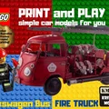 Mô hình in 3D xe cứu hỏa Volkswagen Bus phong cách LEGO độc đáo - Thumbnail 1