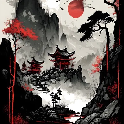 JAPANESE-MOUNTAIN-HUEFORGE – Tranh HueForge núi kiểu Nhật