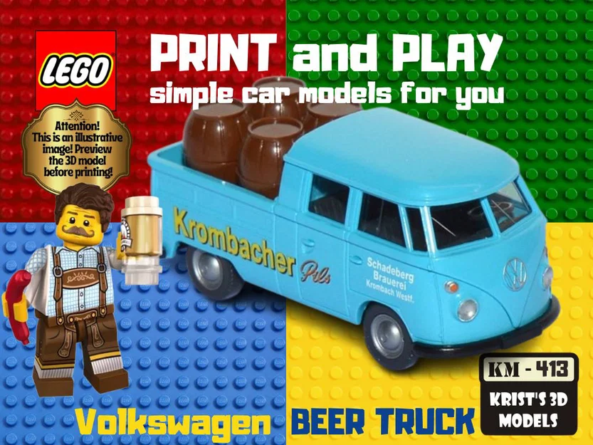 Mô hình xe tải chở bia Volkswagen phong cách LEGO in 3D - Image 1