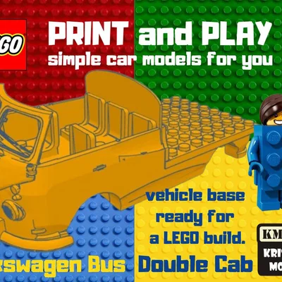 Khung xe Volkswagen BUS Double Cab tương thích LEGO để in 3D