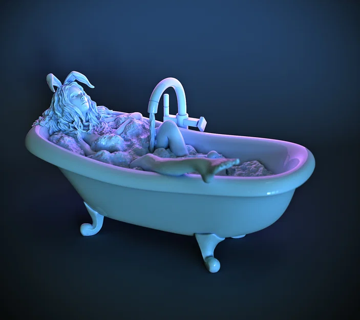 Mô hình Bunny-girl Salma thư giãn trong bồn tắm dành cho in 3D - Image 1