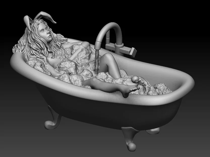Mô hình Bunny-girl Salma thư giãn trong bồn tắm dành cho in 3D - Image 2