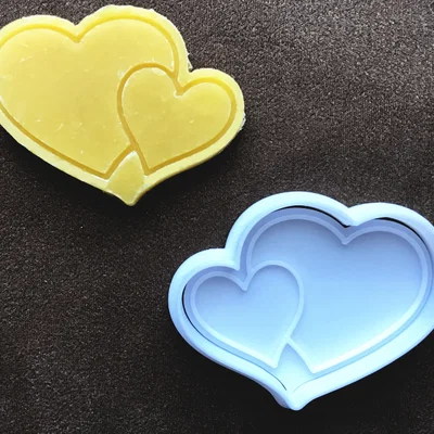 Khuôn cắt bánh quy hình trái tim đôi - Mẫu in 3D Valentine