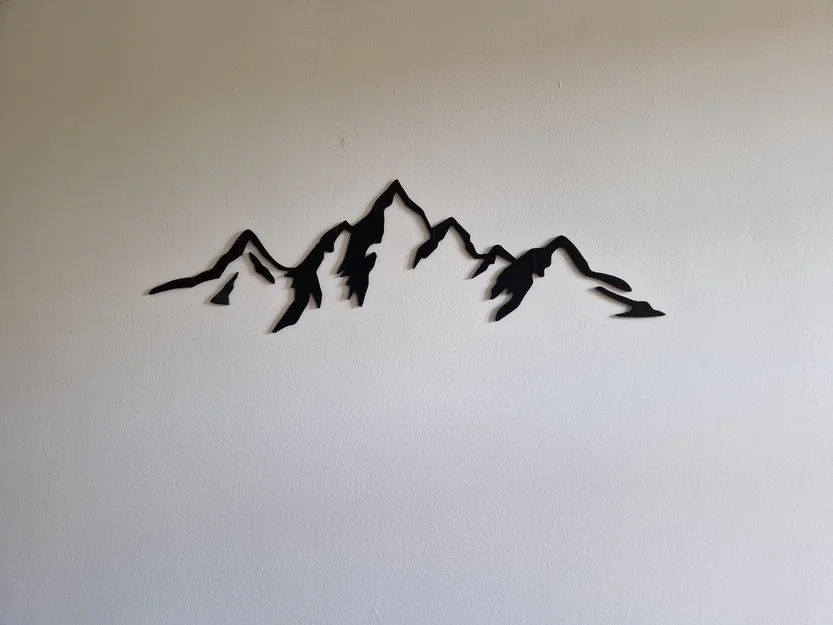 Phong cảnh núi treo tường dạng silhouette – 9 mảnh ghép/dán, rộng 1m - Image 1