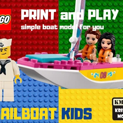 Mô hình thuyền buồm 3D phong cách LEGO cho bé yêu