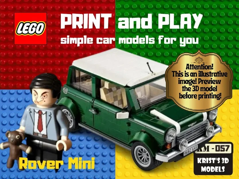 Mô hình xe Austin Rover Mini Mr. Bean in 3D tương thích LEGO - Image 1