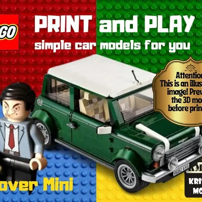 Mô hình xe Austin Rover Mini Mr. Bean in 3D tương thích LEGO