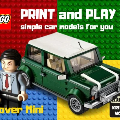 Mô hình xe Austin Rover Mini Mr. Bean in 3D tương thích LEGO