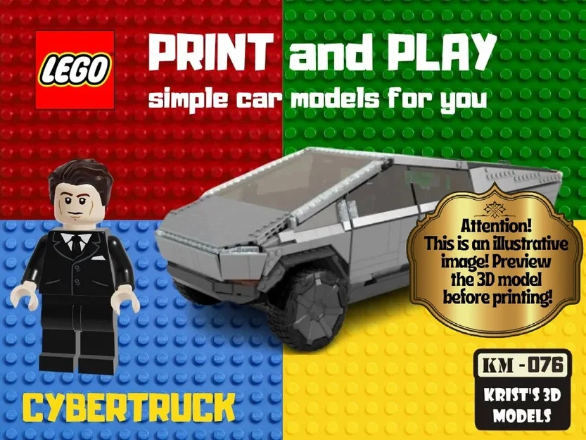 Mô hình xe Cybertruck thiết kế cho LEGO - Tự in 3D cực dễ - Image 1