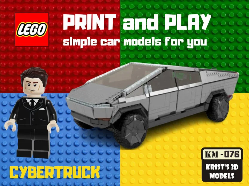 Mô hình xe Cybertruck thiết kế cho LEGO - Tự in 3D cực dễ - Image 2