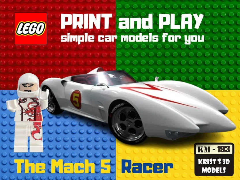 Mô hình 3D xe đua The Mach 5 Speed Racer cho fan LEGO - Image 1