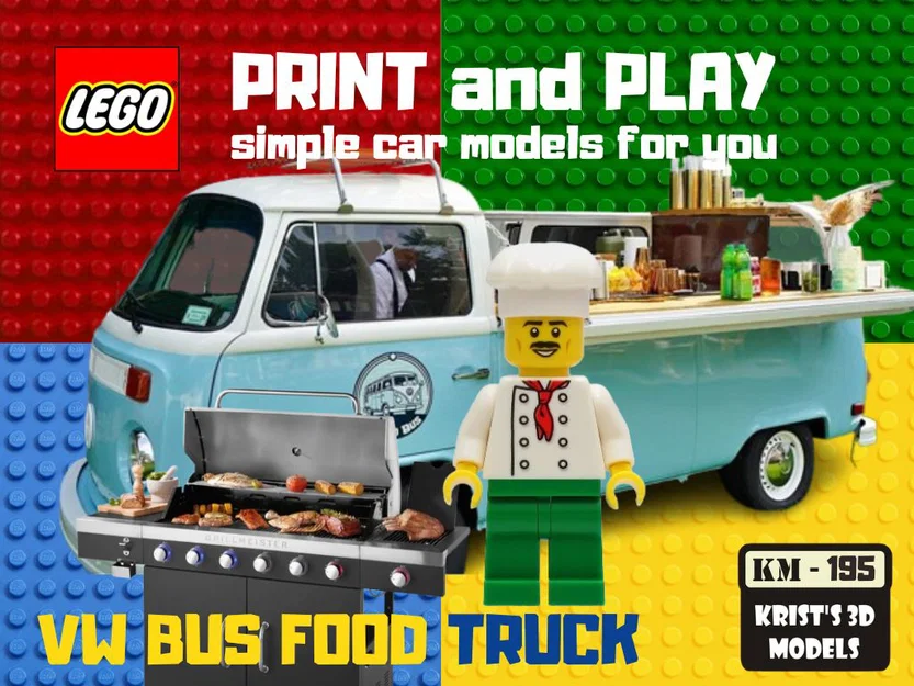 Mô hình xe bán thức ăn LEGO Volkswagen Bus (VW Bus) in 3D cực chất - Image 1