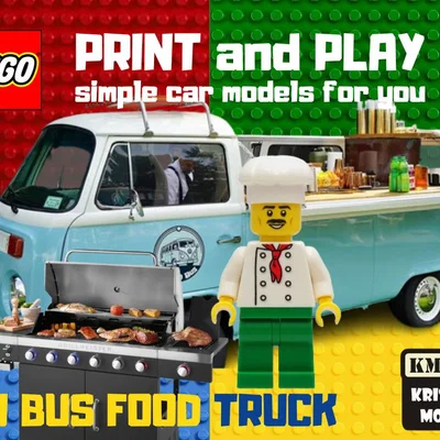 Mô hình xe bán thức ăn LEGO Volkswagen Bus (VW Bus) in 3D cực chất