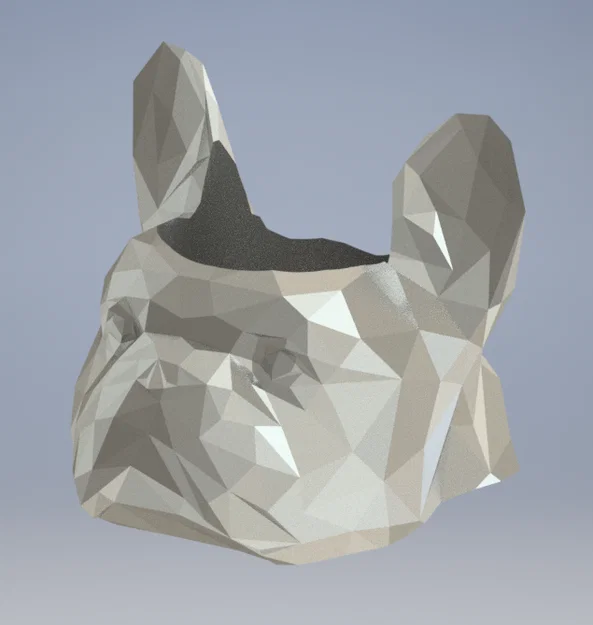Chậu trồng cây hình đầu chó Bulldog Pháp Low Poly cực chất - Image 2
