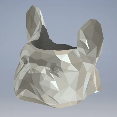 Chậu trồng cây hình đầu chó Bulldog Pháp Low Poly cực chất