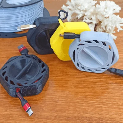 Hộp Cuốn Dây Cáp Sạc 3D In Siêu Gọn Cho Bàn Làm Việc