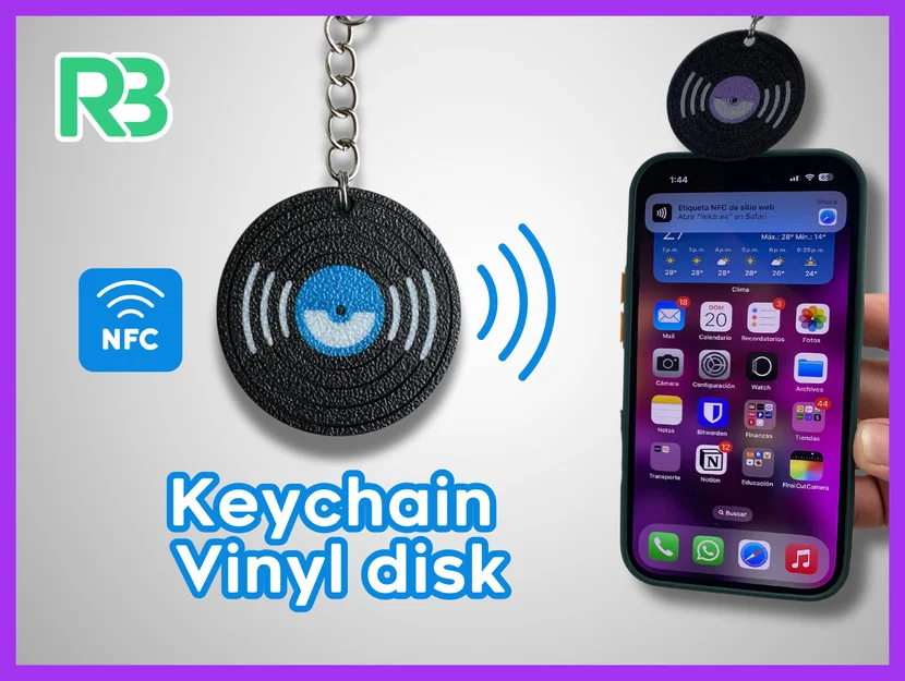 Móc khóa đĩa vinyl gắn thẻ NFC - Image 1
