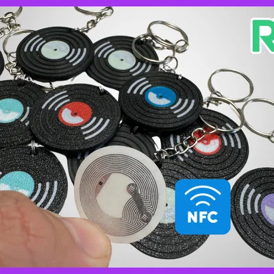 Móc khóa đĩa vinyl gắn thẻ NFC