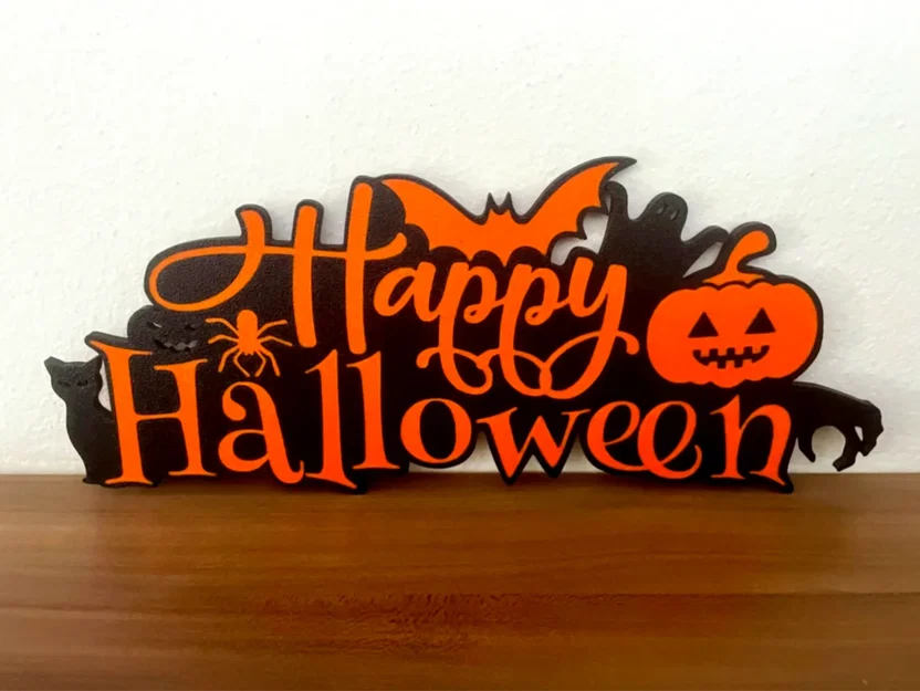 Bảng trang trí Happy Halloween 3D - File in STL tuyệt đẹp cho lễ hội - Image 1