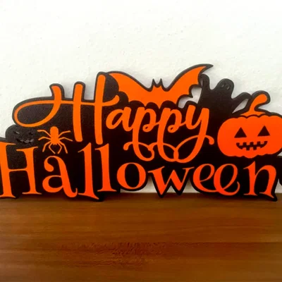 Bảng trang trí Happy Halloween 3D - File in STL tuyệt đẹp cho lễ hội