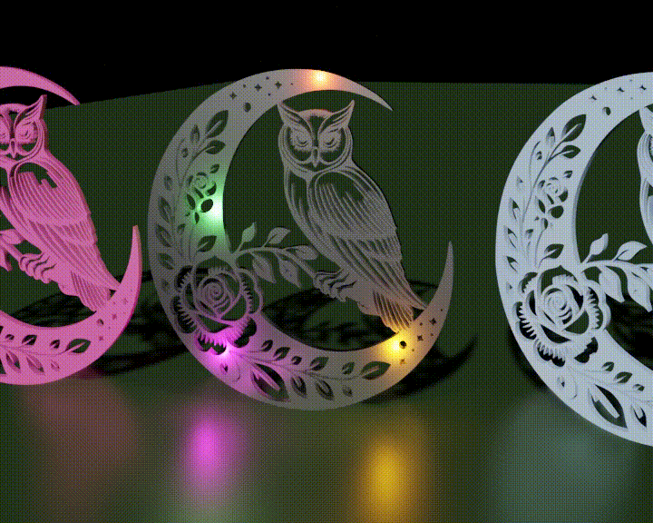 Mô hình 3D Cú đêm và Trăng khuyết (Moon Owl) trang trí nghệ thuật - Thumbnail 2