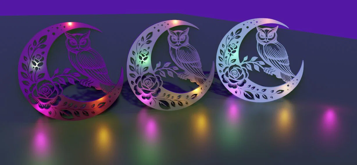 Mô hình 3D Cú đêm và Trăng khuyết (Moon Owl) trang trí nghệ thuật - Image 3