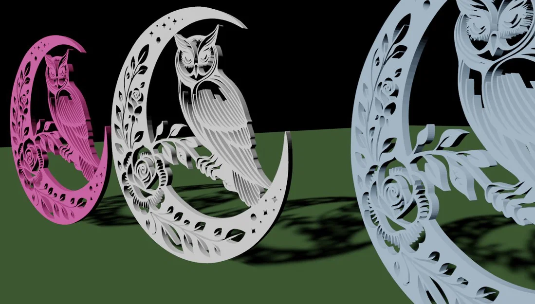 Mô hình 3D Cú đêm và Trăng khuyết (Moon Owl) trang trí nghệ thuật - Image 4