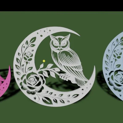 Mô hình 3D Cú đêm và Trăng khuyết (Moon Owl) trang trí nghệ… 5