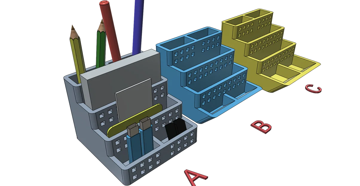 Khay đựng bút để bàn đa năng (3 mẫu) - In 3D dễ dàng không cần support - Image 1