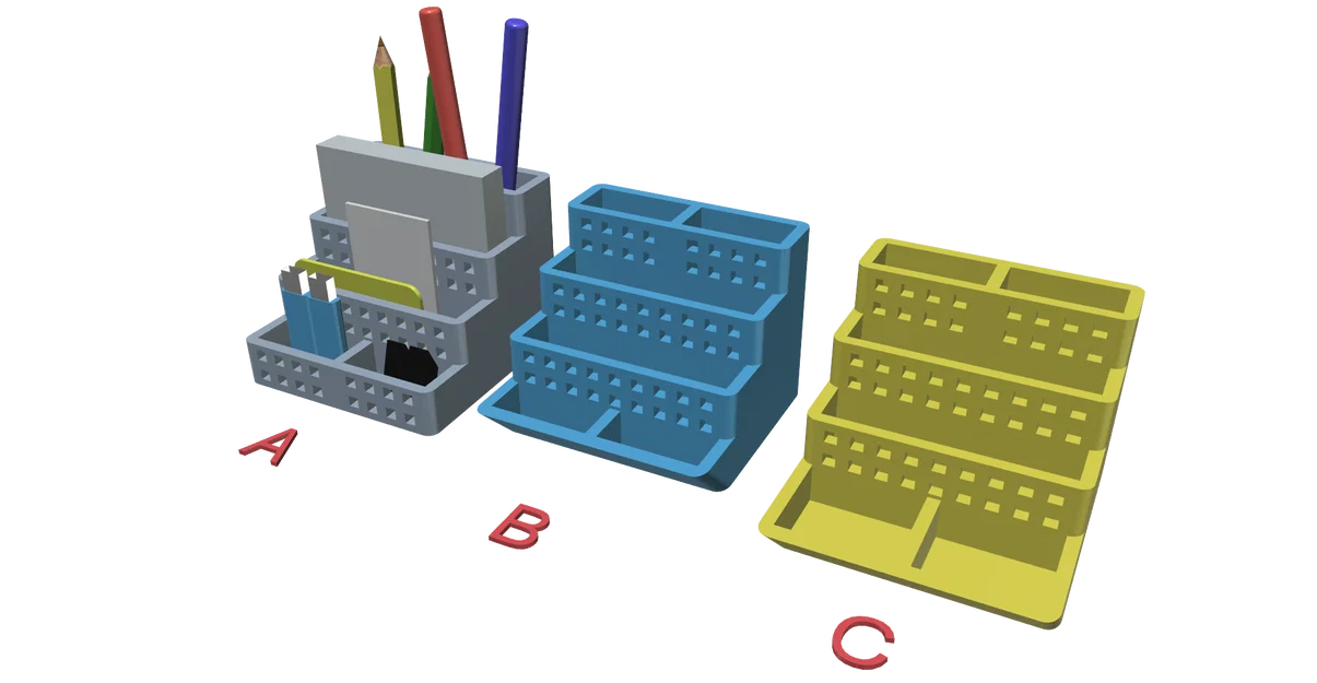 Khay đựng bút để bàn đa năng (3 mẫu) - In 3D dễ dàng không cần support - Image 2