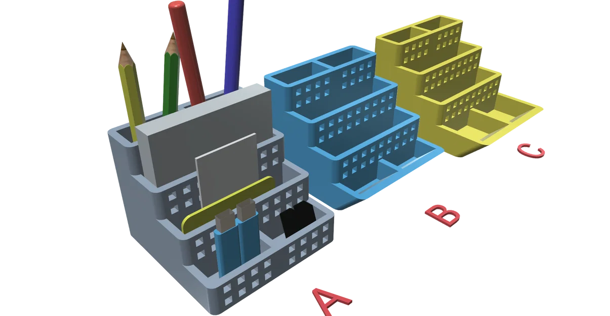 Khay đựng bút để bàn đa năng (3 mẫu) - In 3D dễ dàng không cần support - Image 3