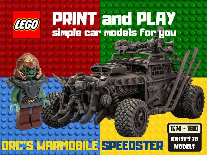 Mô hình 3D xe chiến đấu Orc WARMOBILE Speedster cho fan LEGO - Image 1